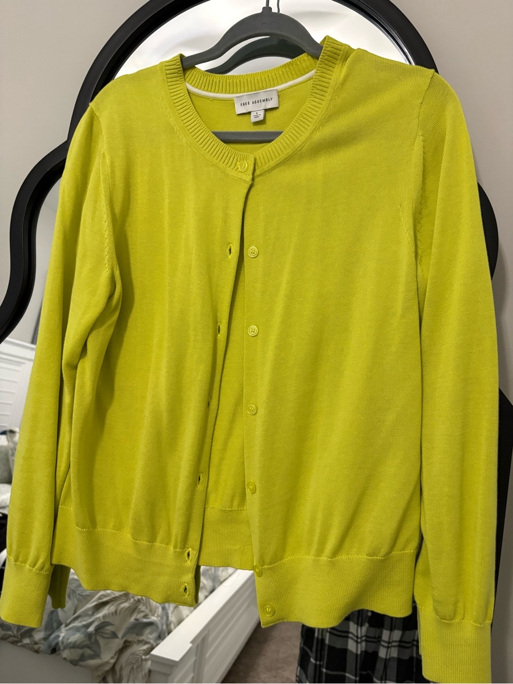 Theory Lime Green Lightweight Crewneck Cardigan Sweater